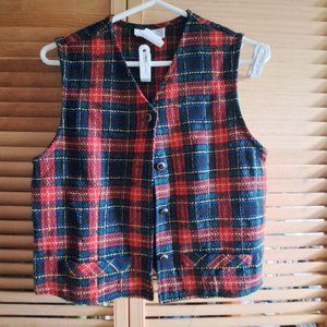 Plaid Button Down Cropped Vest